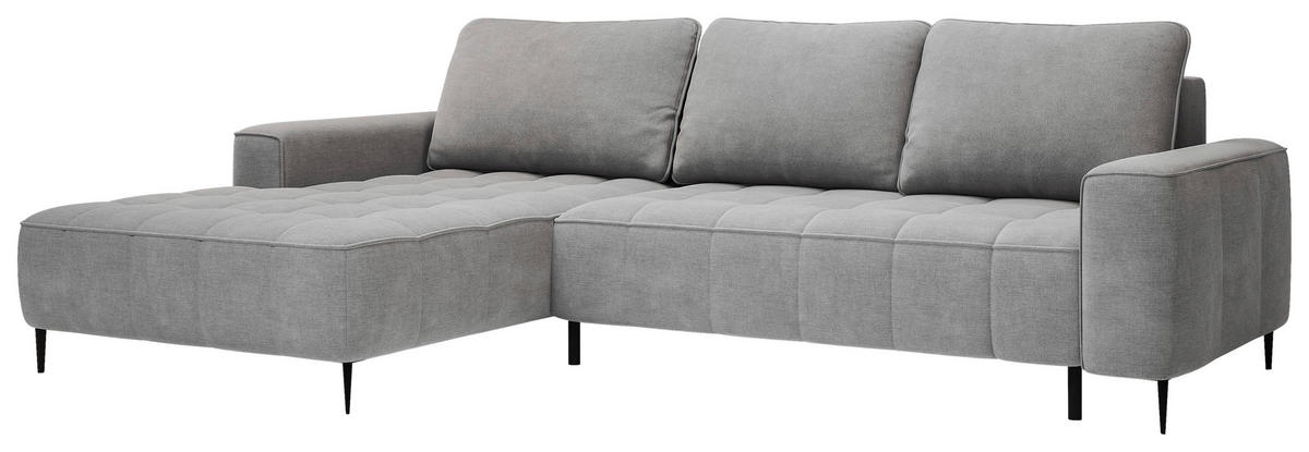 ECKSCHLAFSOFA Florence in Velours Grau  - Schwarz/Grau, Basics, Textil/Metall (166/280cm) - Livetastic