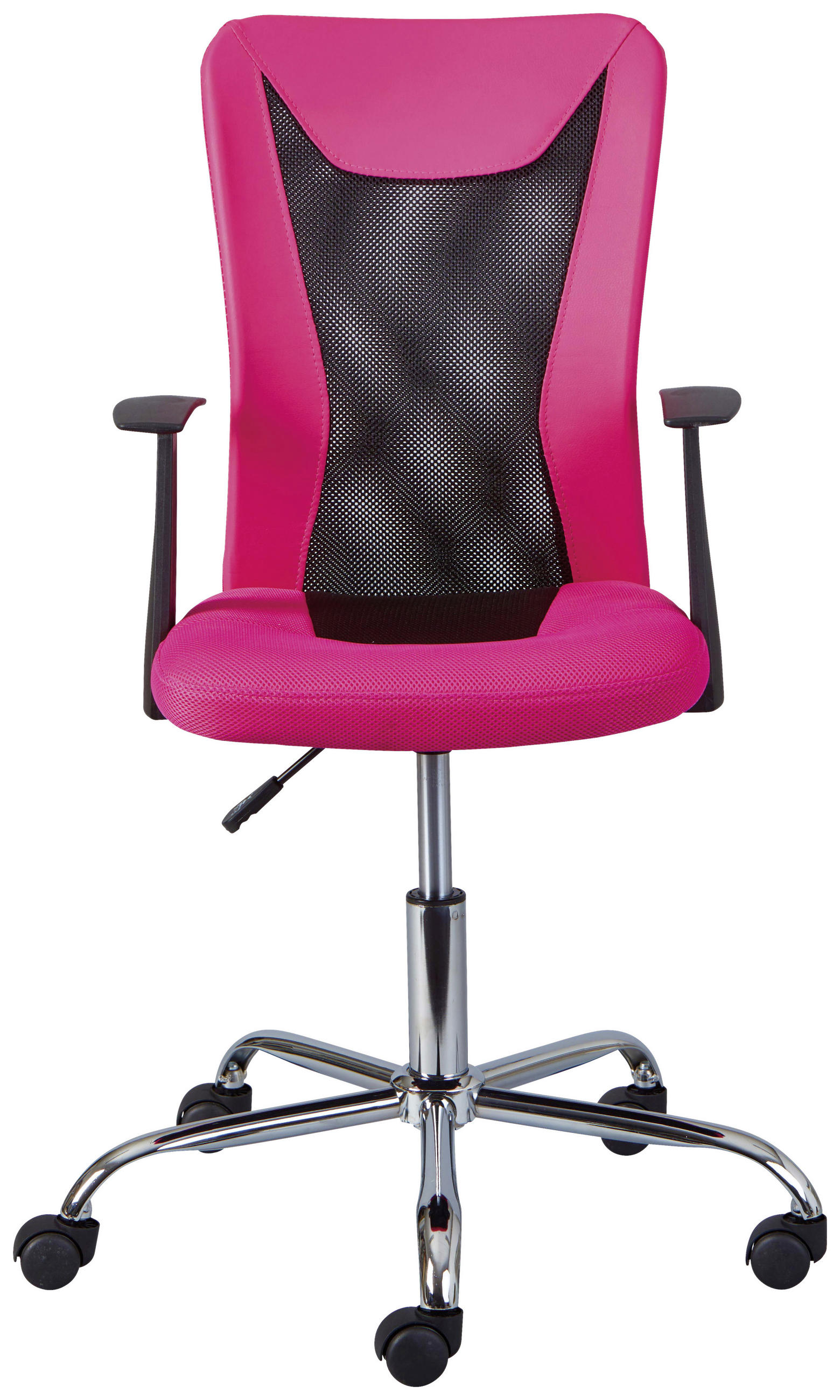 JUGENDDREHSTUHL Schwarz, Chromfarben, Pink  - Chromfarben/Pink, Basics, Kunststoff/Metall (55/85-95/54,50cm) - MID.YOU