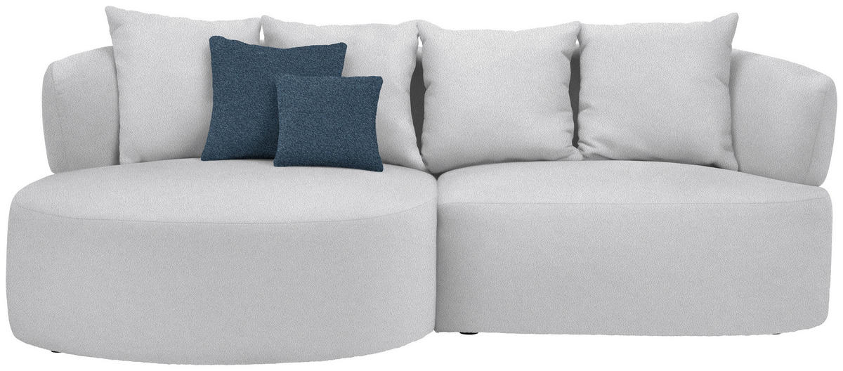 ECKSOFA  in Plüsch Hellgrau  166/235 cm  - Hellgrau/Schwarz, MODERN, Kunststoff/Textil (166/235cm) - Hom`in