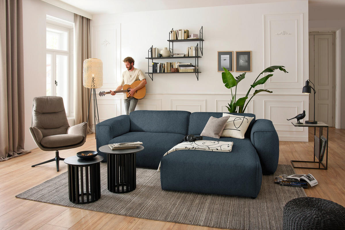 ECKSOFA in Webstoff Anthrazit  265/171 cm  - Anthrazit/Schwarz, Design, Kunststoff/Textil (265/171cm) - home24