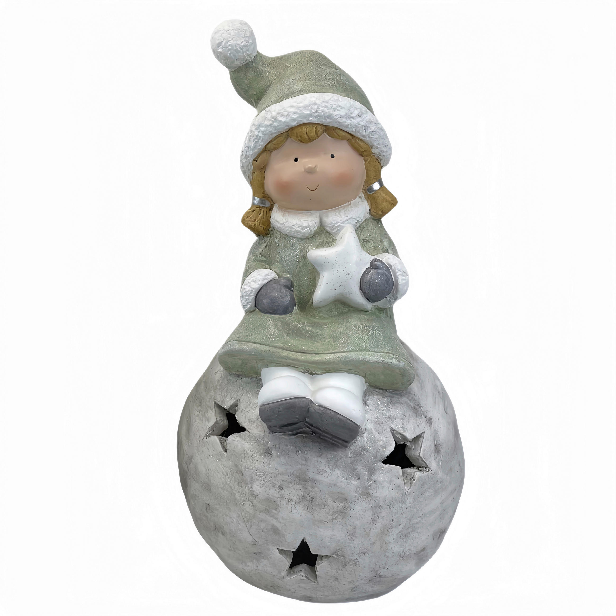 GYEREK DÍSZFIGURA - barna/fehér, Lifestyle, kő (21/36,5/19,5cm) - X-Mas