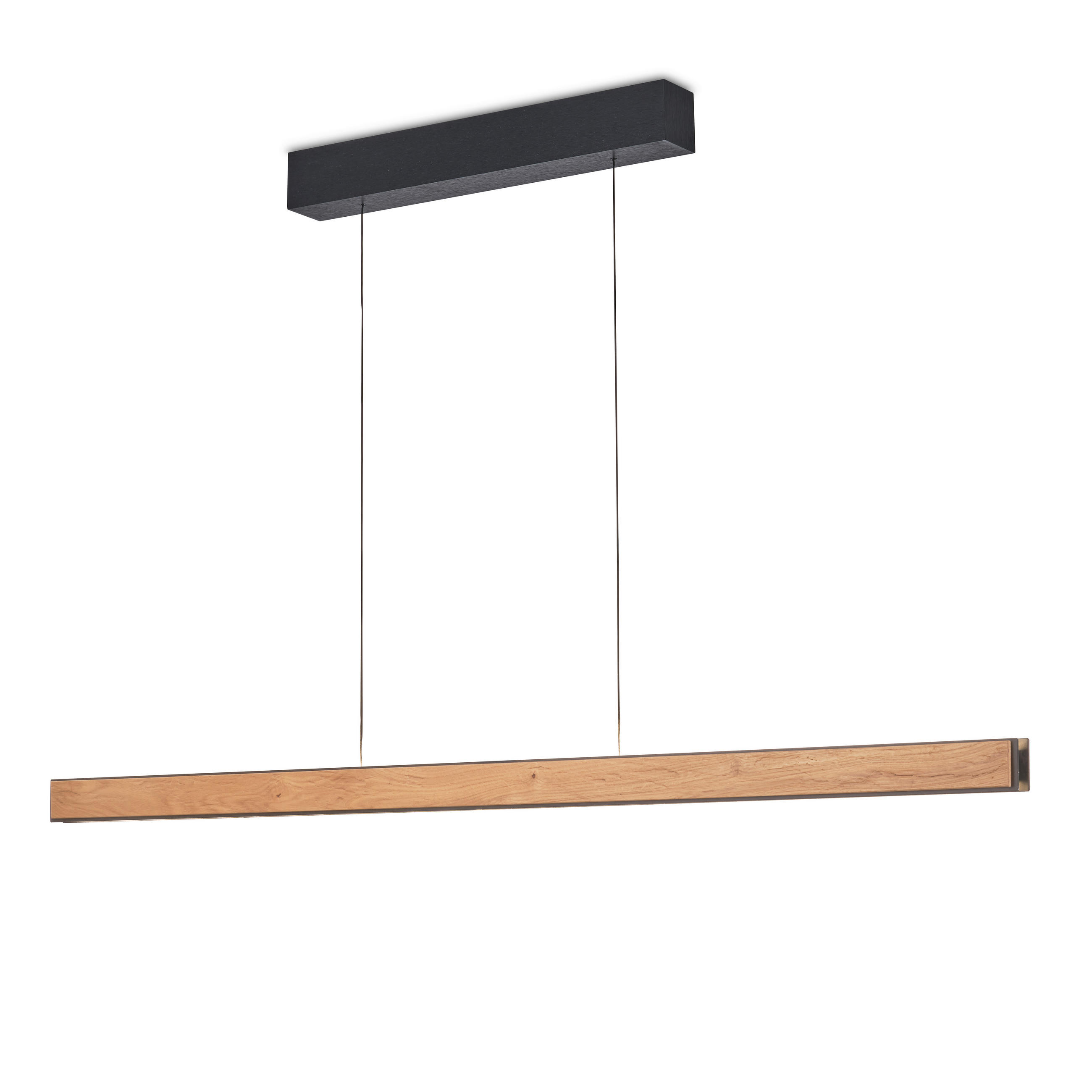 LED-HÄNGELEUCHTE Form 143/180/5,5 cm  - Eichefarben/Schwarz, Natur, Holz/Metall (143/180/5,5cm) - Grossmann