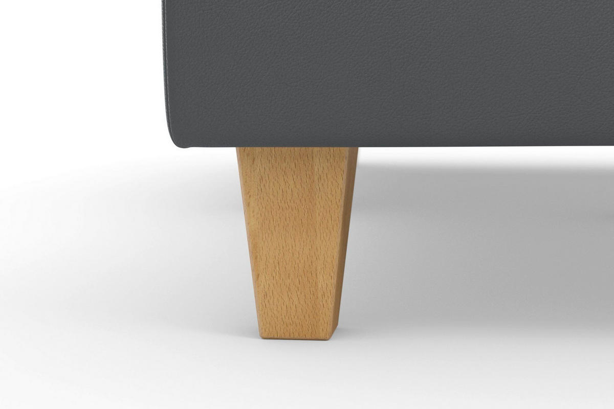 WOHNLANDSCHAFT PALMERA E in Echtleder Schwarz  - Eichefarben/Schwarz, Basics, Leder/Holz (163/308/212cm) - Sit & More