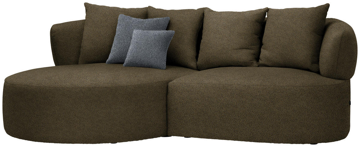 ECKSOFA  in Bouclé Olivgrün  166/235 cm  - Schwarz/Olivgrün, MODERN, Kunststoff/Textil (166/235cm) - Hom`in