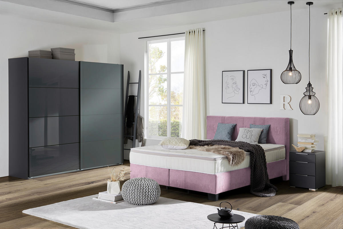BOXSPRINGBETT 160/200 cm  in Lila  - Lila/Schwarz, Design, Kunststoff/Textil (160/200cm) - Hom`in
