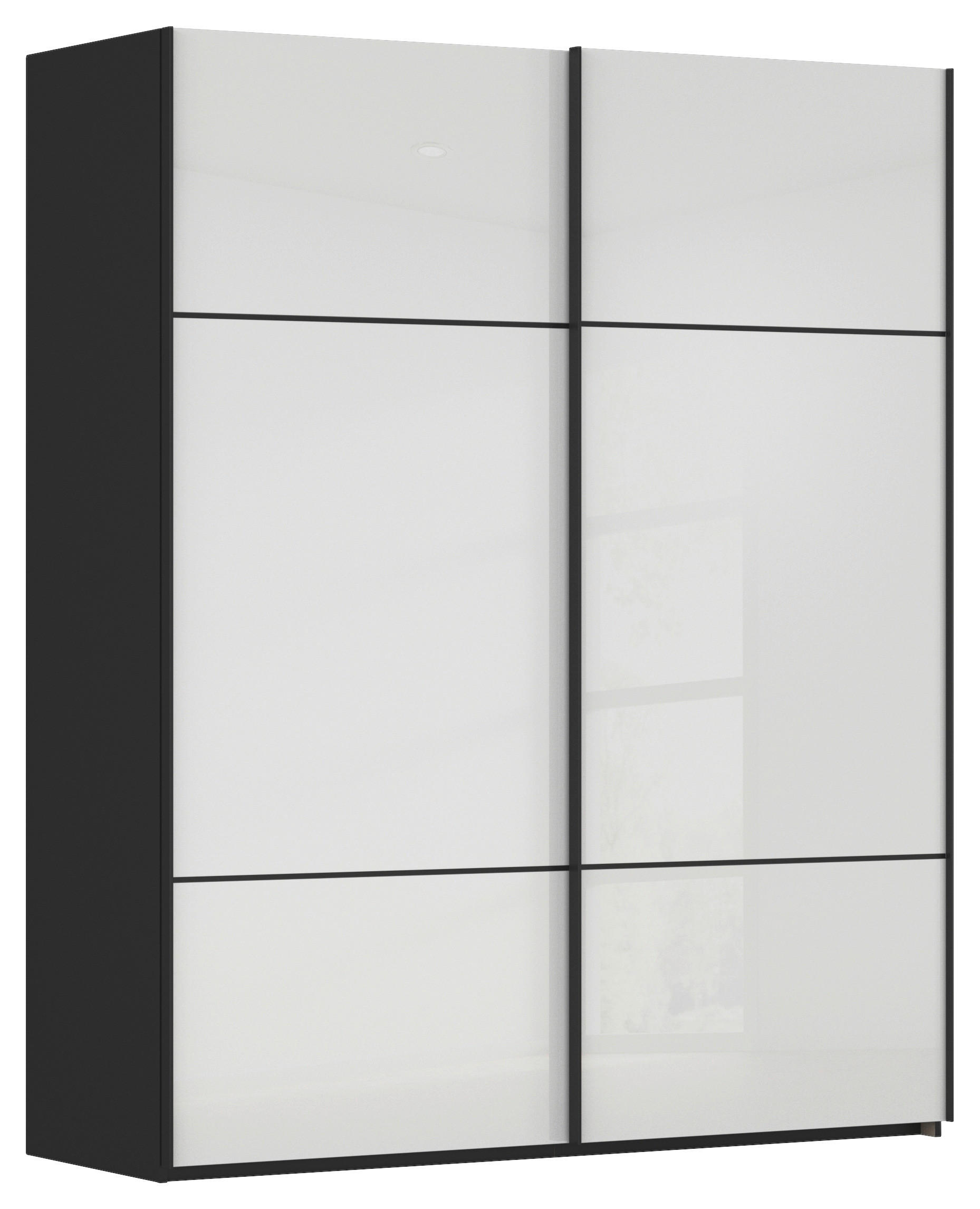 SCHWEBETÜRENSCHRANK Schwarz, Weiss  - Weiss/Schwarz, Konventionell, Glas/Holzwerkstoff (201/223/67cm) - Novel