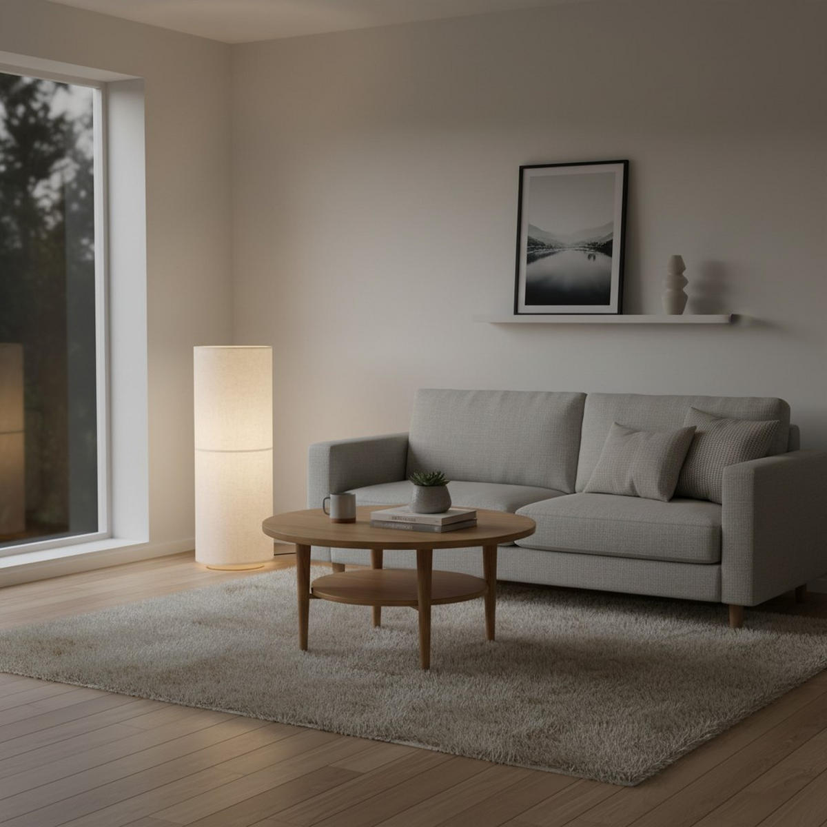 STEHLEUCHTE - Beige, Design, Kunststoff/Textil (30/83cm) - Collet's Monde