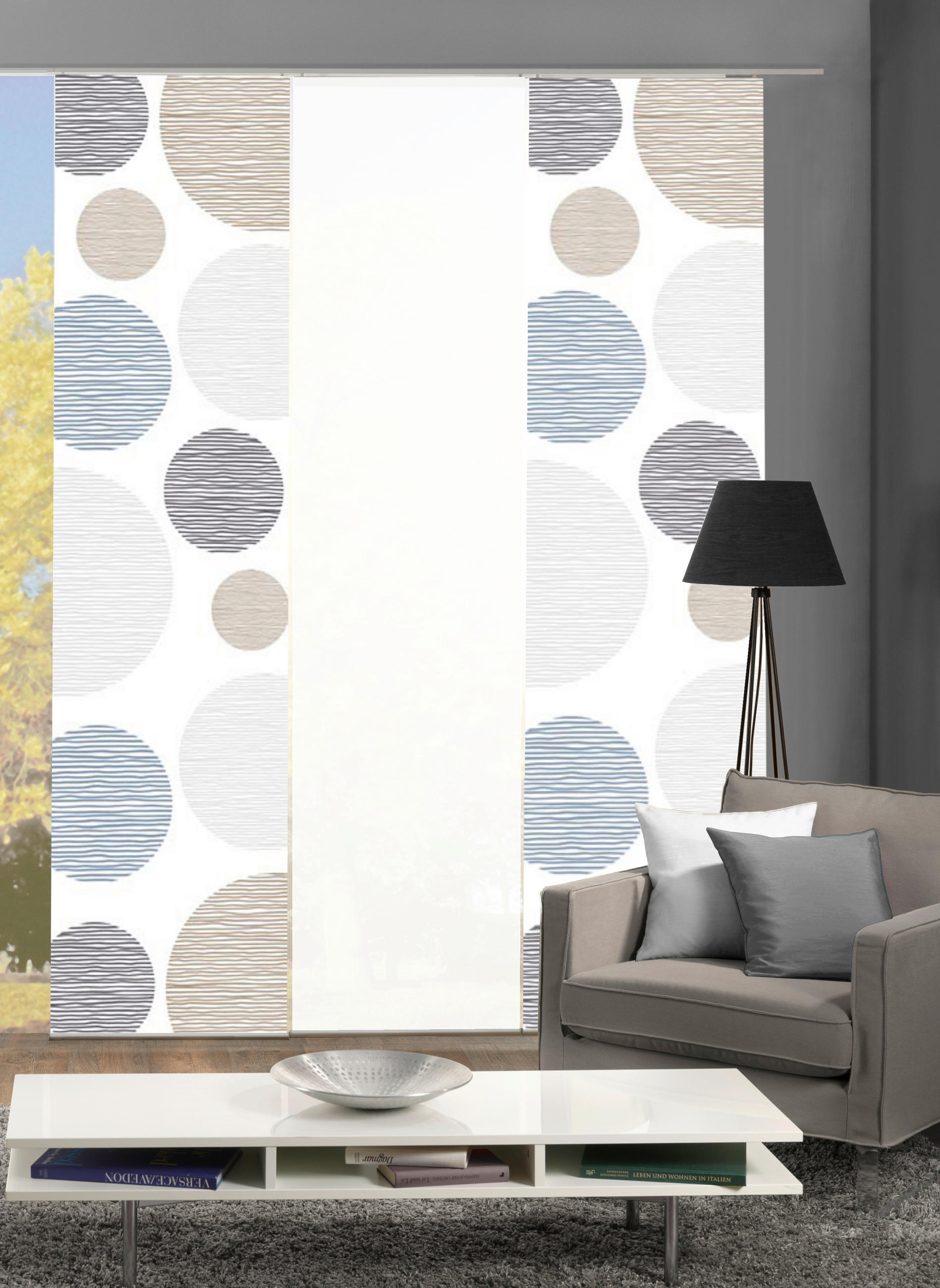 FLÄCHENVORHANG  3 Stück  halbtransparent   60/245 cm  - Taupe, Design, Textil (60/245cm)