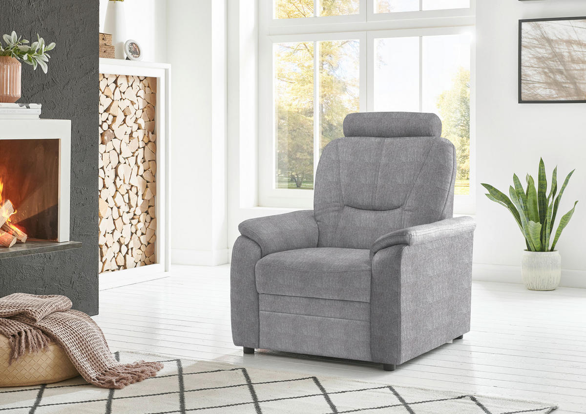 FERNSEHSESSEL Chenille Hellgrau  - Hellgrau/Schwarz, Konventionell, Kunststoff/Textil (90/96/89cm) - Beldomo Comfort