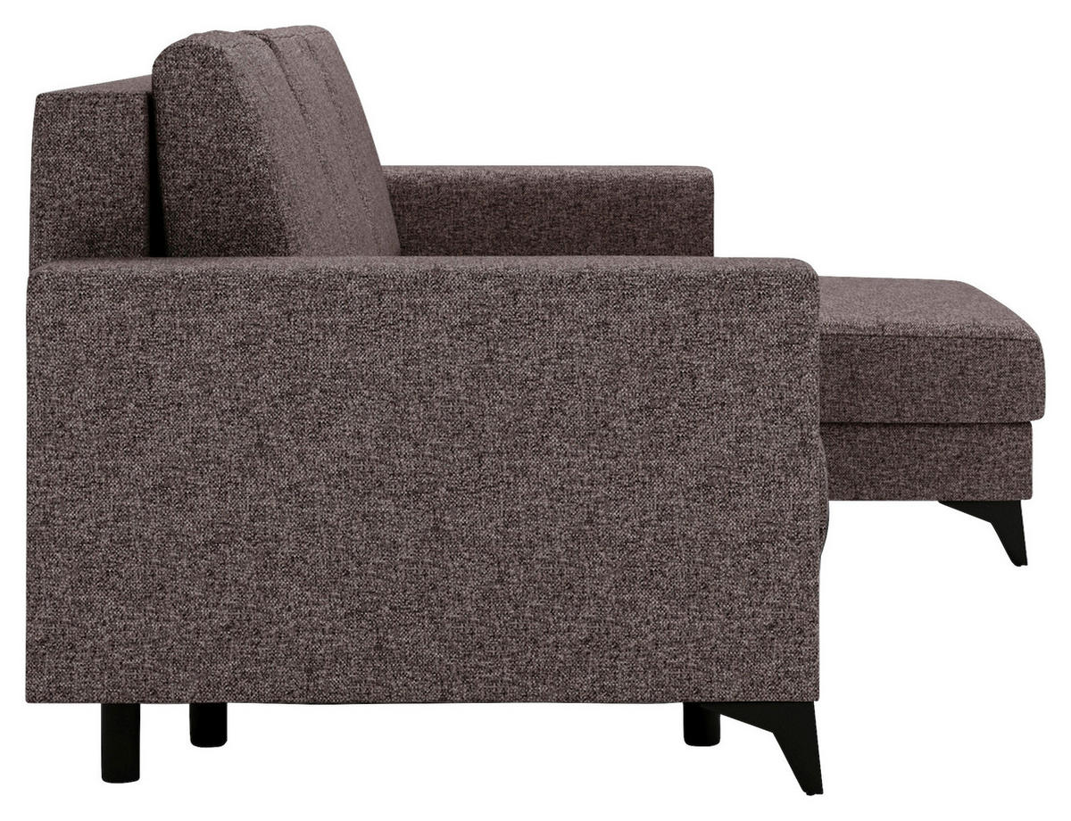 ECKSOFA in Flachgewebe Braun  - Schwarz/Braun, Design, Textil/Metall (244/156cm) - Livetastic