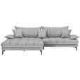 ECKSOFA in Webstoff Silberfarben  - Silberfarben/Schwarz, MODERN, Textil/Metall (173/297cm) - Carryhome