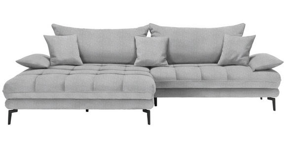 ECKSOFA in Webstoff Silberfarben  - Silberfarben/Schwarz, MODERN, Textil/Metall (173/297cm) - Carryhome