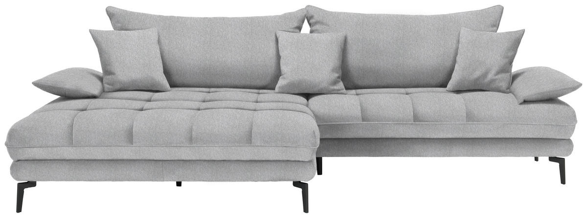 ECKSOFA in Webstoff Silberfarben  176/292 cm  - Silberfarben/Schwarz, MODERN, Textil/Metall (176/292cm) - Carryhome