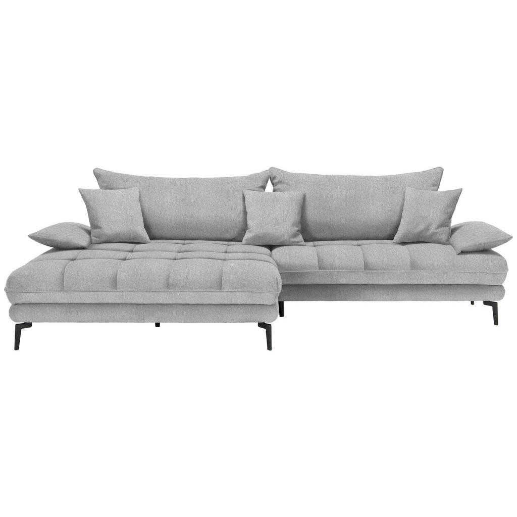 Thumbnail - Mid.you Ecksofa Prato, Silber, Textil, 4-Sitzer, Füllung: Schaumstoff, Ottomane links, L-Form, 292x176 cm, Made in EU, R...