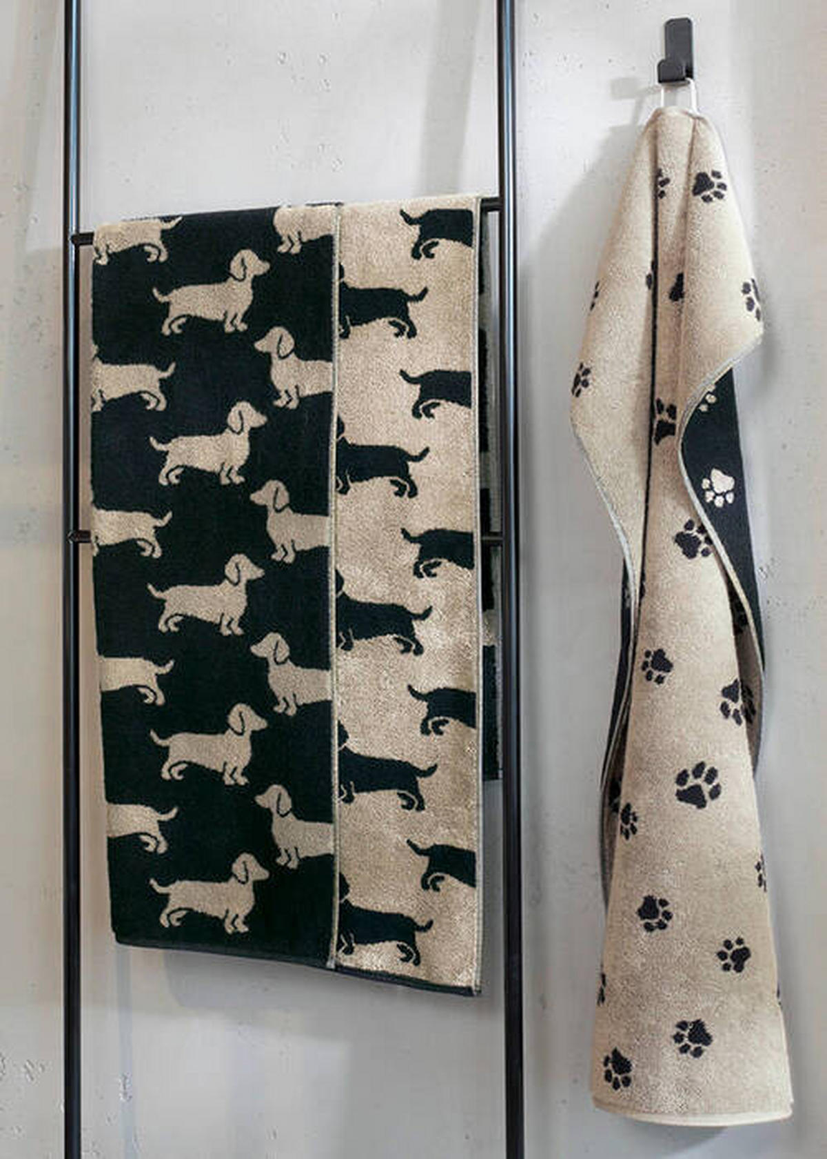 RUČNIK ZA GOSTE 30/50 cm , crna  WE LOVE DOGS  - crna, Basics, tekstil (30/50cm) - Cawoe