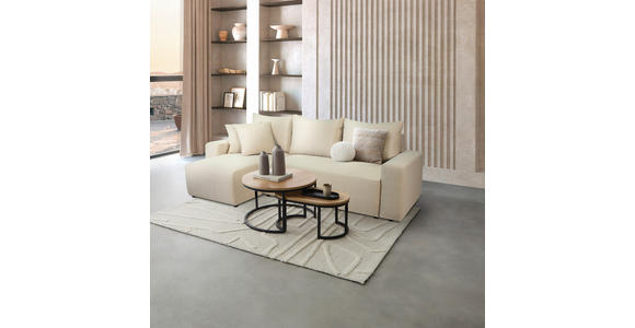 ECKSOFA inkl. Funktion Beige Cord - Beige/Schwarz, Design, Kunststoff/Textil (248/146cm) - Xora