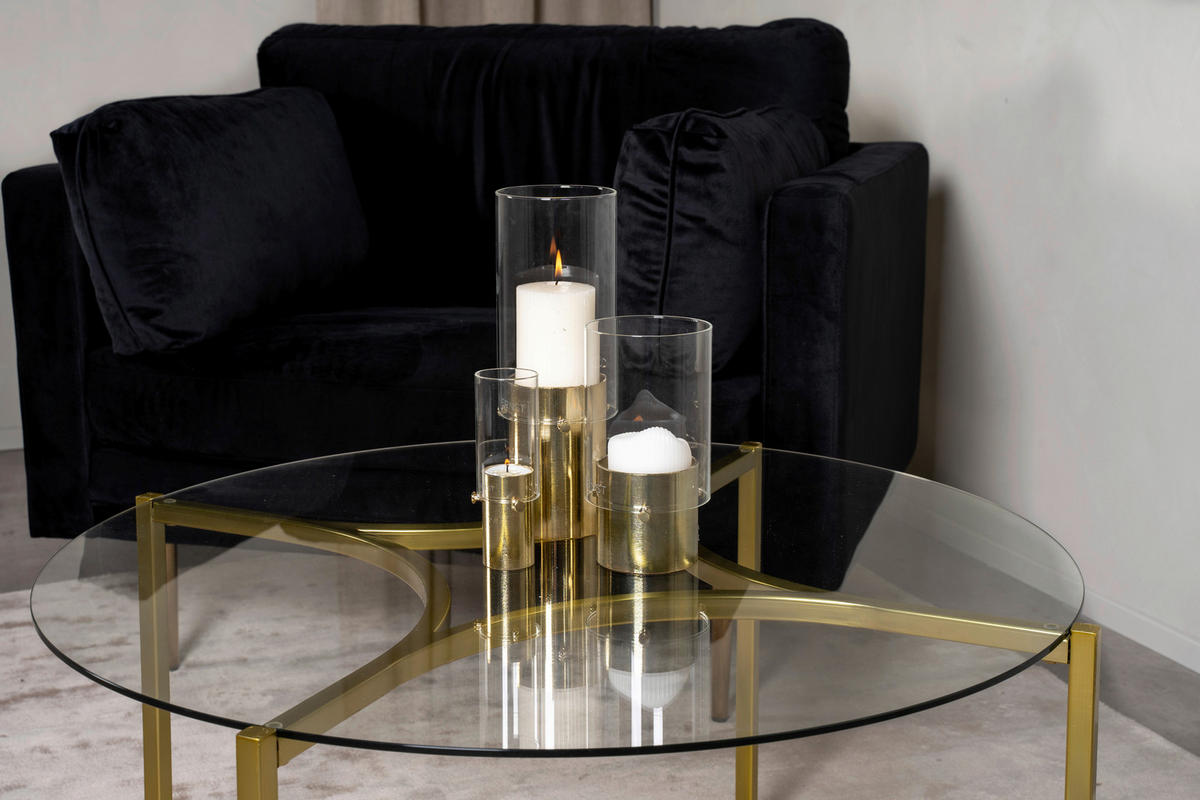 COUCHTISCH in Metall, Glas 90/90/45 cm  - Messingfarben, Design, Glas/Metall (90/90/45cm) - Livetastic
