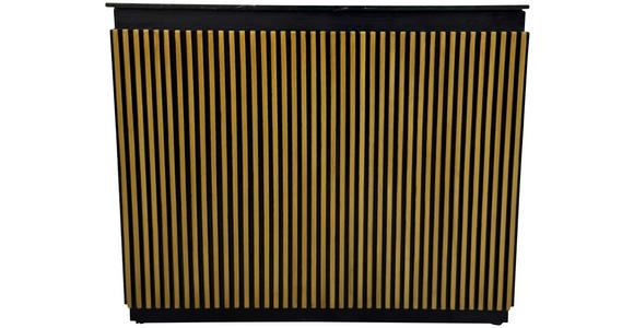 BARSCHRANK Mangoholz, Eukalyptusholz vollmassiv Schwarz, Goldfarben  - Goldfarben/Schwarz, Trend, Holz/Stein (130/109/60cm) - Ambia Home