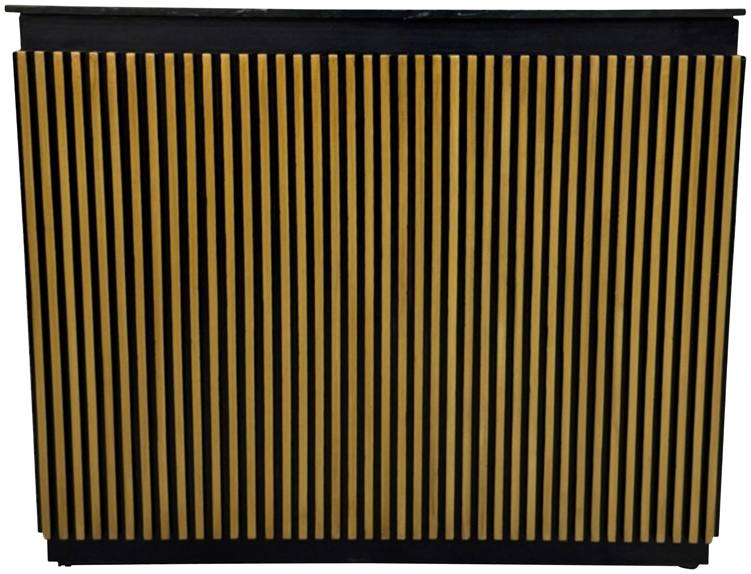 BARSCHRANK Mangoholz, Eukalyptusholz vollmassiv Schwarz, Goldfarben  - Goldfarben/Schwarz, Trend, Holz/Stein (130/109/60cm) - Ambia Home