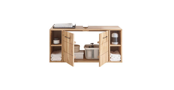 WASCHBECKENUNTERSCHRANK 105/60/40 cm  - Wildeiche/Schwarz, Basics, Holz/Metall (105/60/40cm) - Linea Natura