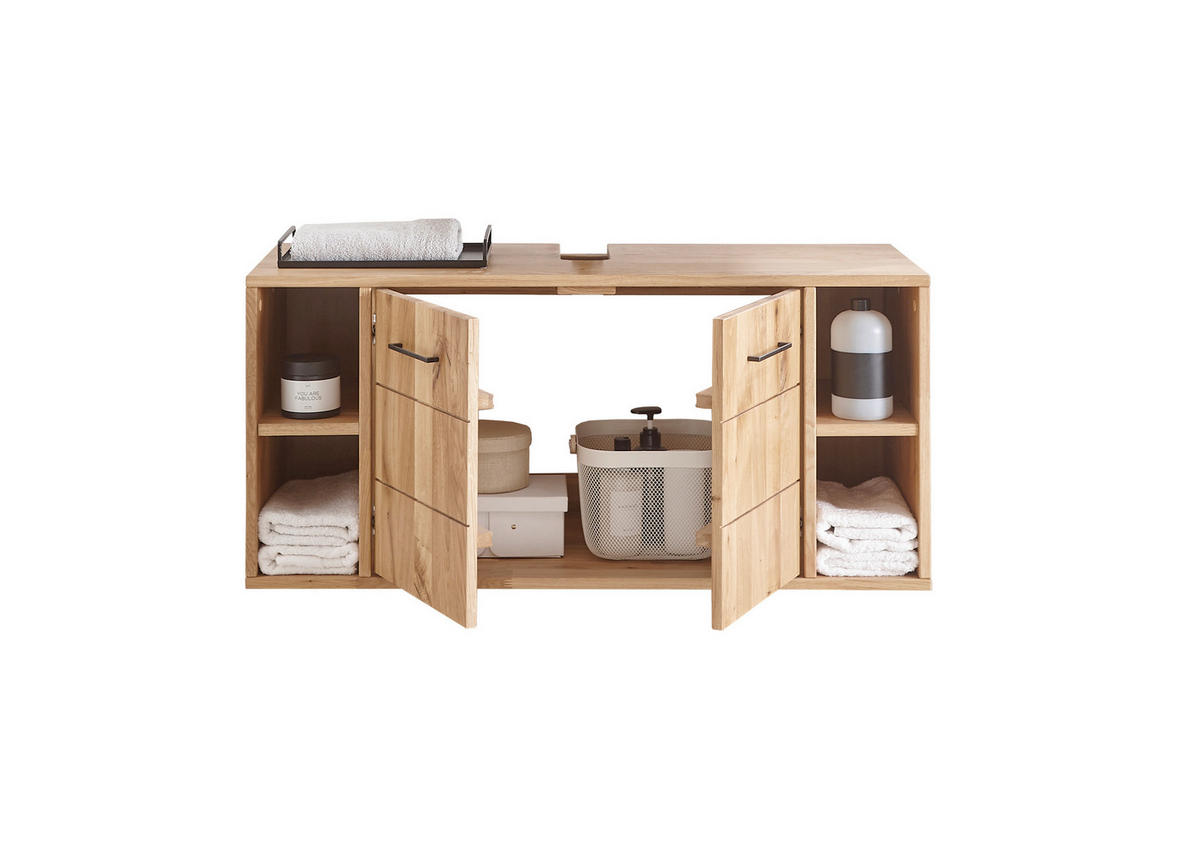 WASCHBECKENUNTERSCHRANK 105/60/40 cm  - Wildeiche/Schwarz, Basics, Holz/Metall (105/60/40cm) - Linea Natura