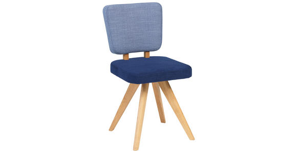 STUHL in Holz, Textil Blau, Eichefarben, Hellblau - Blau/Eichefarben, KONVENTIONELL, Holz/Textil (46/86/53cm) - Venda
