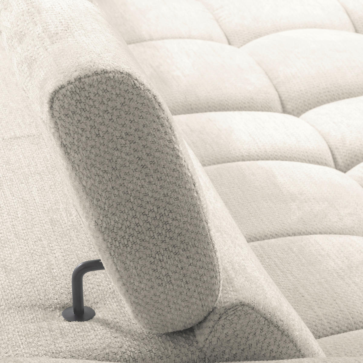 ECKSOFA AVEIRO Weiß Webstoff Bettkasten, Kopfteilverstellung, Sitzvorzug  - Schwarz/Weiß, Design, Kunststoff/Textil (274/177cm) - Livetastic