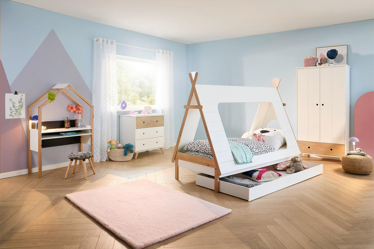 HAUSBETT Lattenrost 90/200 cm  - Naturfarben/Weiß, Design, Holz (90/200cm) - home24