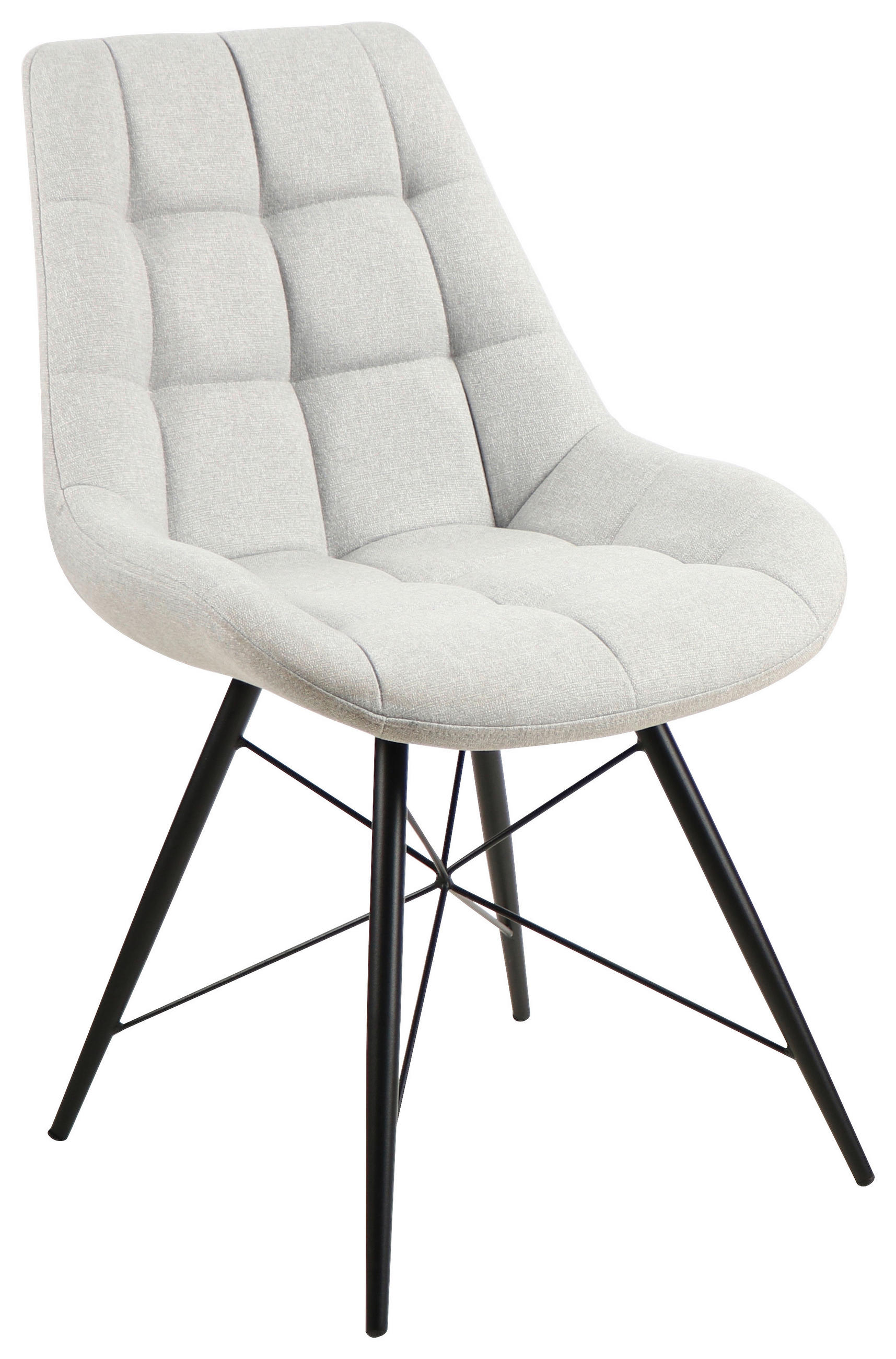 STUHL Leinenoptik Schwarz, Hellgrau  - Hellgrau/Schwarz, Design, Textil/Metall (51/86/61cm) - Xora