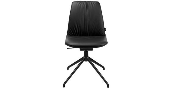 STUHL in Aluminium Echtleder pigmentiert Metall, Leder - Schwarz, Design, Leder/Metall (46/81,5-84,5/55cm) - Johann Jakob