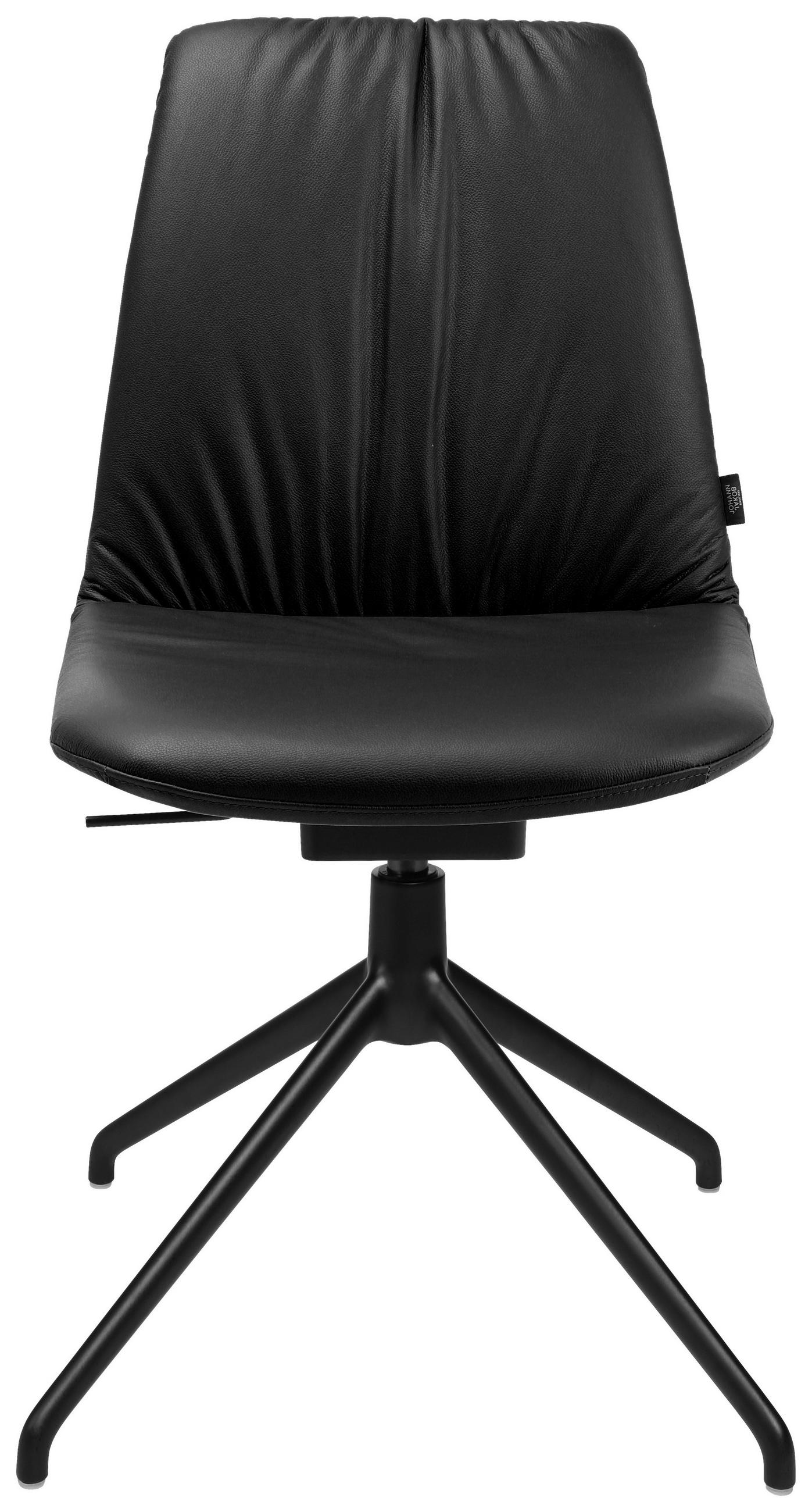 STUHL  in Aluminium Echtleder pigmentiert  - Schwarz, Design, Leder/Metall (46/81,5-84,5/55cm) - Johann Jakob
