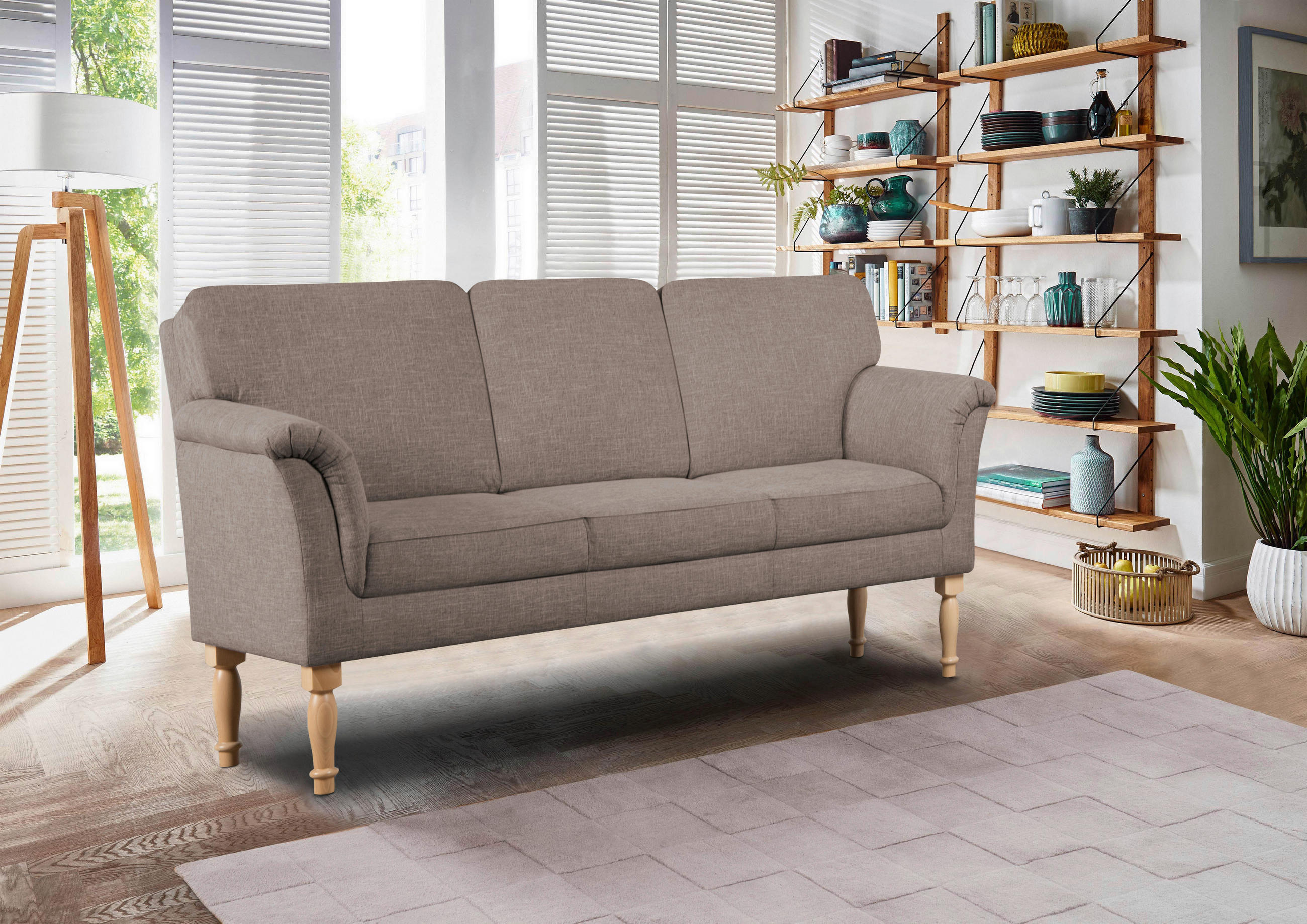 KÜCHENSOFA  - Naturfarben/Braun, ROMANTIK / LANDHAUS, Holz/Textil (186/96/80cm) - Cantus