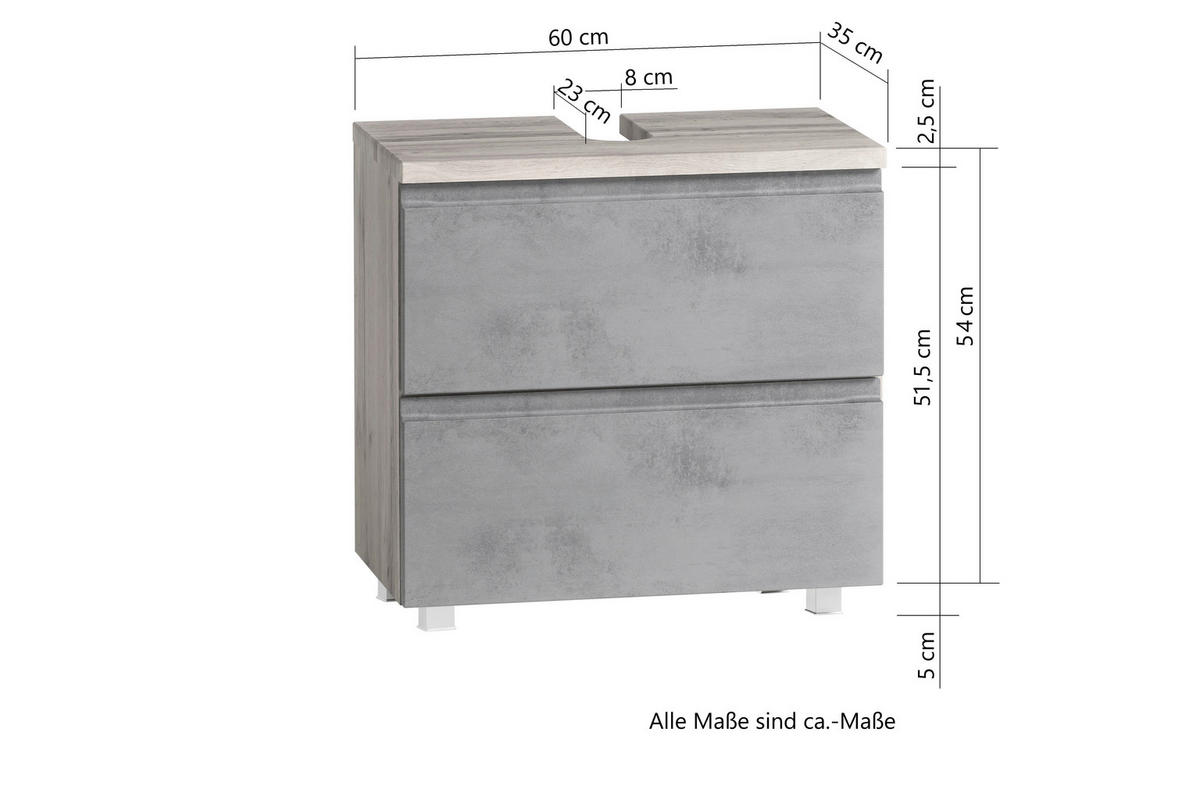 WASCHBECKENUNTERSCHRANK 60/56/35 cm  - Eiche Wotan/Grau, MODERN, Holzwerkstoff (60/56/35cm) - Held