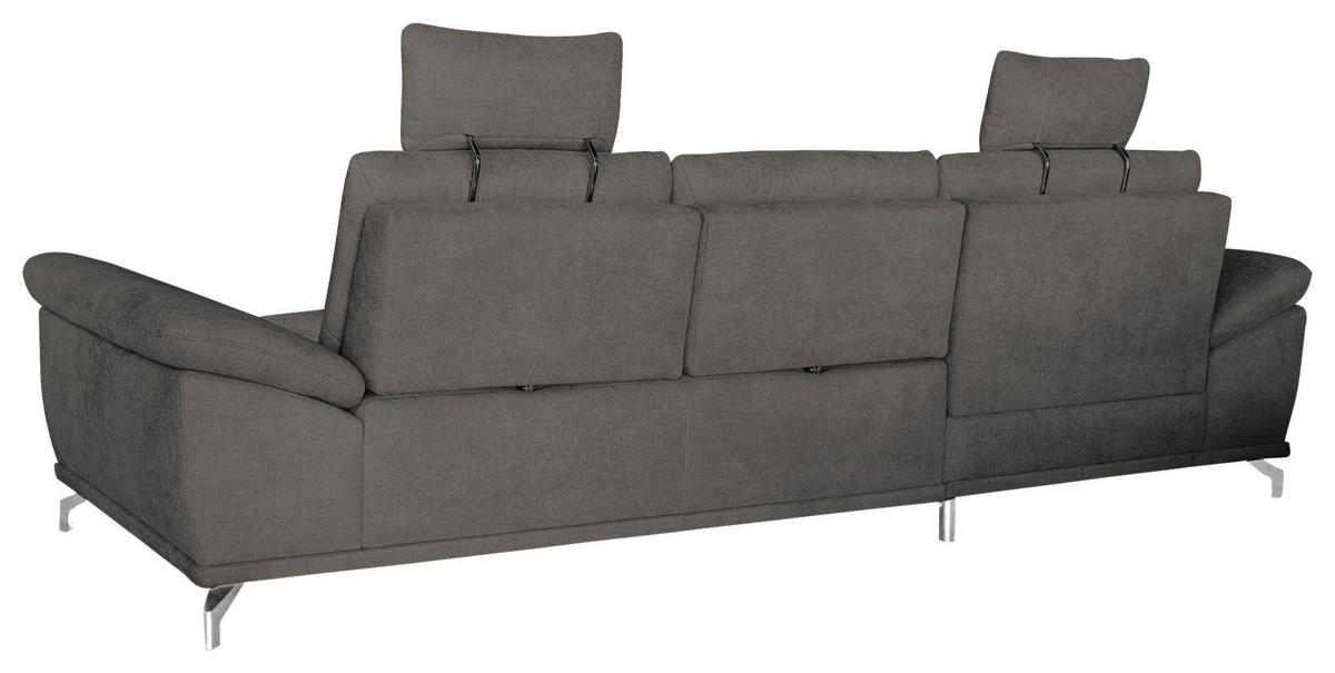 ECKSOFA in Flachgewebe Grau  - Silberfarben/Grau, Konventionell, Textil/Metall (176/301cm) - Sit & More