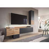 WOHNWAND 2-teilig  in Eichefarben, Grau  195/196/37 cm  - Eichefarben/Schwarz, Design, Holzwerkstoff/Kunststoff (195/196/37cm) - Livetastic