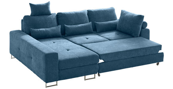 ECKSOFA Blau Flachgewebe  - Blau, Design, Textil/Metall (188/260cm) - Hom`in