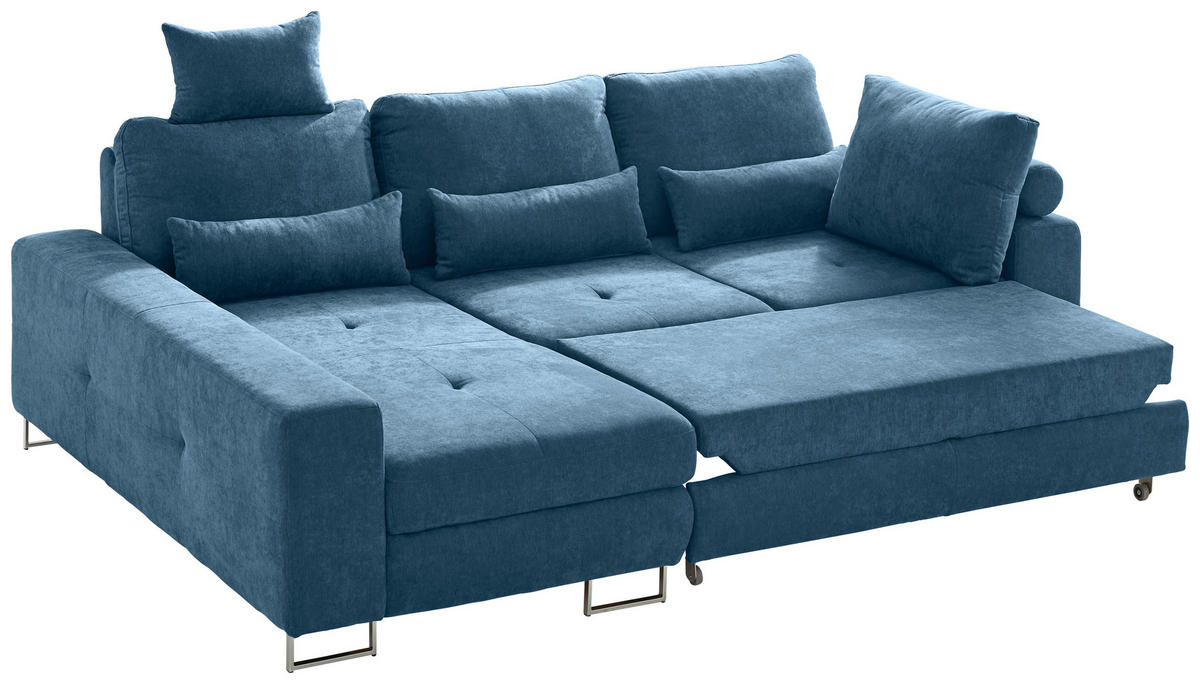 ECKSOFA Blau Flachgewebe  - Blau, Design, Textil/Metall (188/260cm) - Hom`in