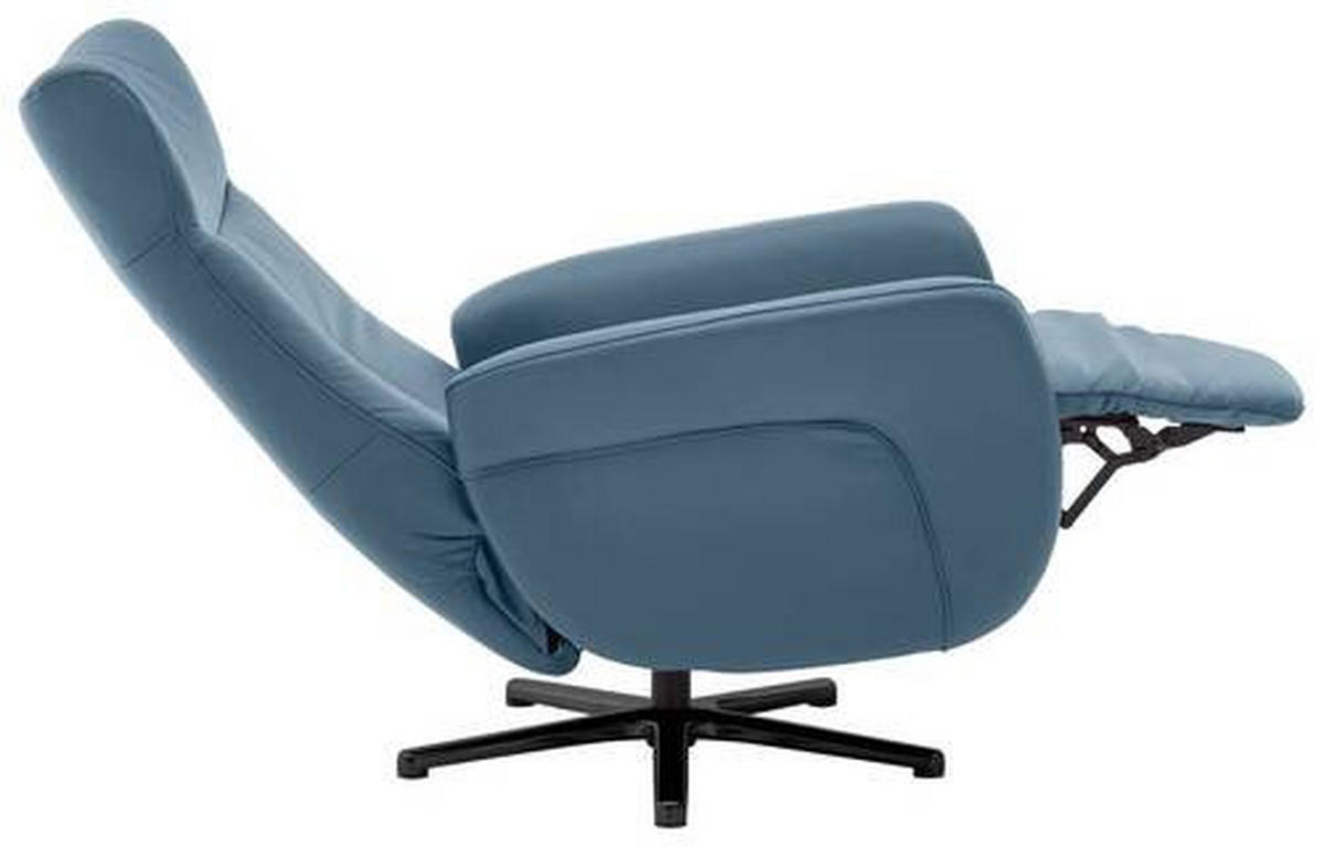 RELAXSESSEL in Leder Blau  - Blau/Schwarz, Design, Leder/Metall (76/112/83cm) - Beldomo Speed