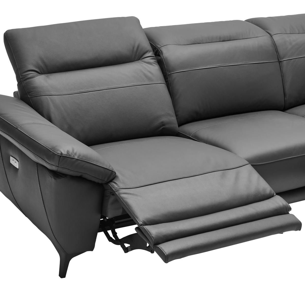 ECKSOFA inkl. Funktionen Ronald Schwarz Echtleder, Kombination Echtleder/Lederlook Lederlook  - Schwarz, Design, Leder/Kunststoff (269/164cm) - Xora