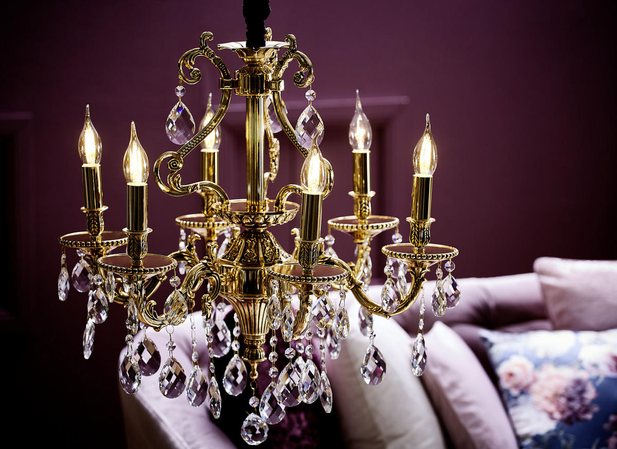 KRISTALL-HÄNGELEUCHTE 58/372 cm   - Goldfarben, LIFESTYLE, Glas/Metall (58/372cm) - Glandor