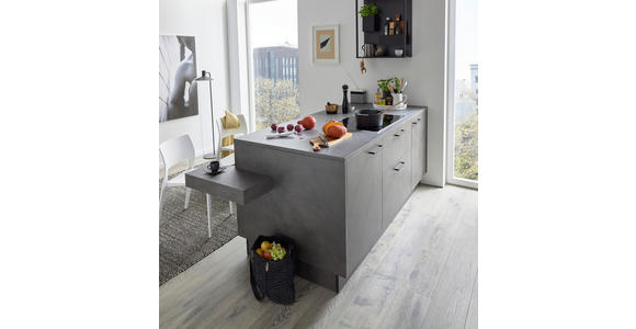 EINBAUKÜCHE - Weiß Hochglanz/Grau, Design, Holzwerkstoff - Dieter Knoll