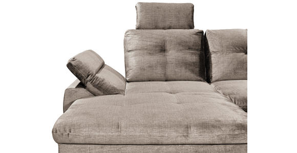 WOHNLANDSCHAFT in Mikrovelours Creme - Creme/Schwarz, KONVENTIONELL, Kunststoff/Textil (127/334/217cm) - Carryhome