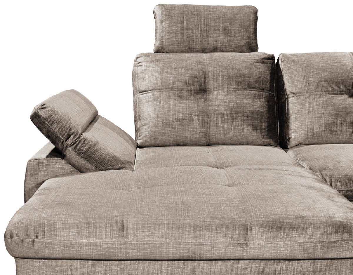 WOHNLANDSCHAFT Creme Mikrovelours  - Creme/Schwarz, KONVENTIONELL, Kunststoff/Textil (127/334/217cm) - Carryhome
