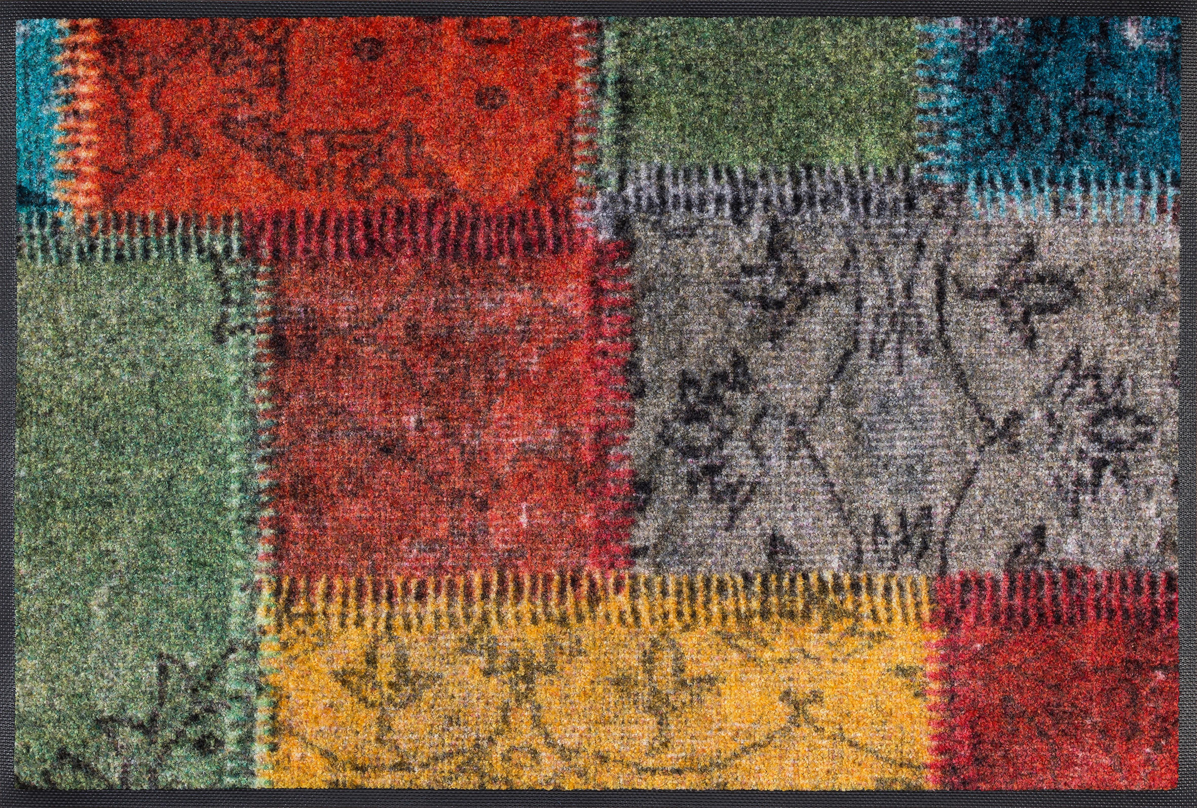 wash+dry FUßMATTE Vintage Patches Mehrfarbig 50x75 cm
