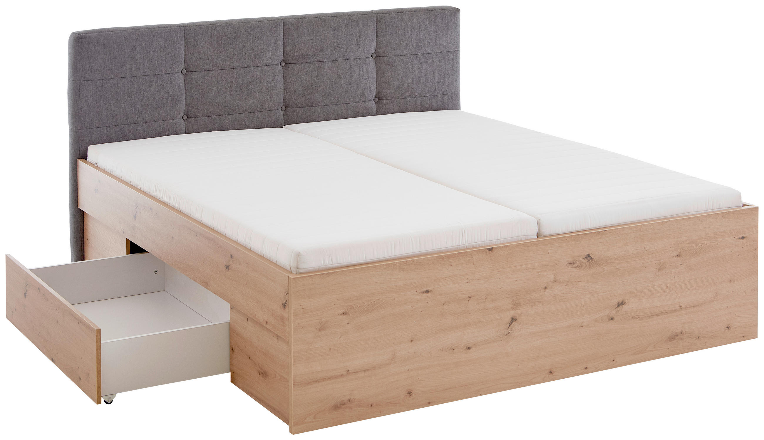 POSTELJA 200 cm   x 140 cm  , leseni material antracit, hrast artisan  - antracit/hrast artisan, Moderno, leseni material (140/200cm) - Xora