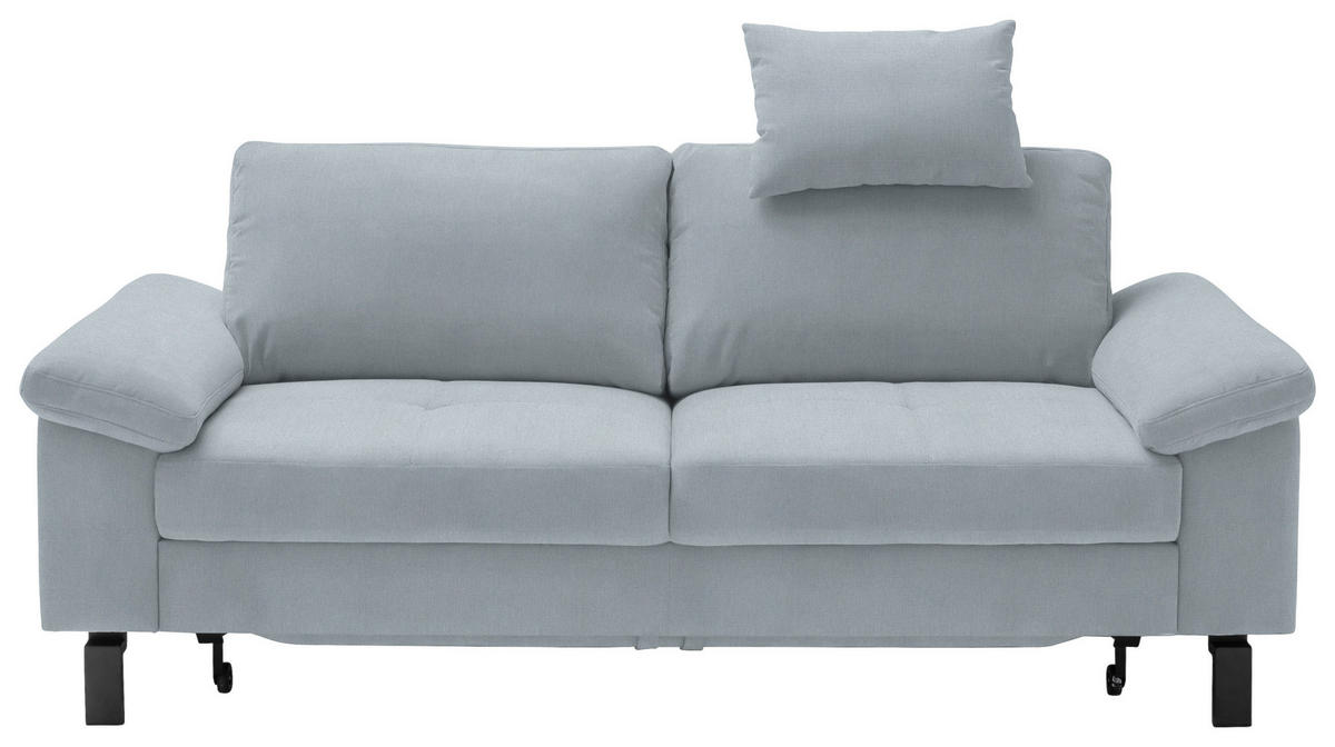 2,5-SITZER in Velours Hellblau  - Schwarz/Hellblau, Design, Textil/Metall (206/86/97cm) - Pure Home Lifestyle