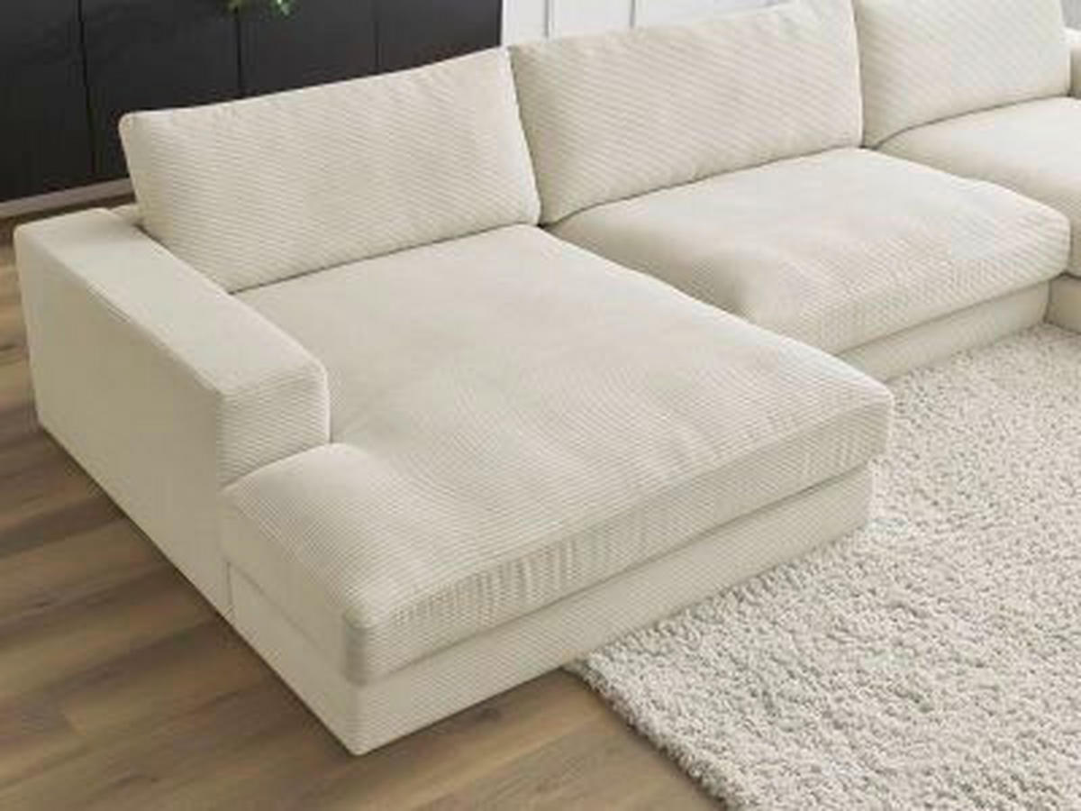 WOHNLANDSCHAFT LEONARD Beige Cord  - Beige/Schwarz, MODERN, Kunststoff/Textil (159/349/159cm)