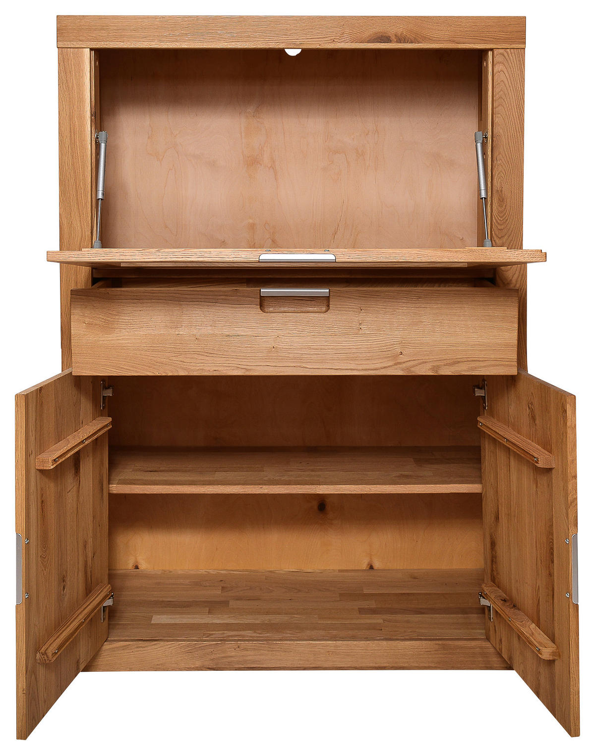 KOMMODE  in 95/126/42 cm  - Wildeiche/Alufarben, Natur, Glas/Holz (95/126/42cm) - Carryhome