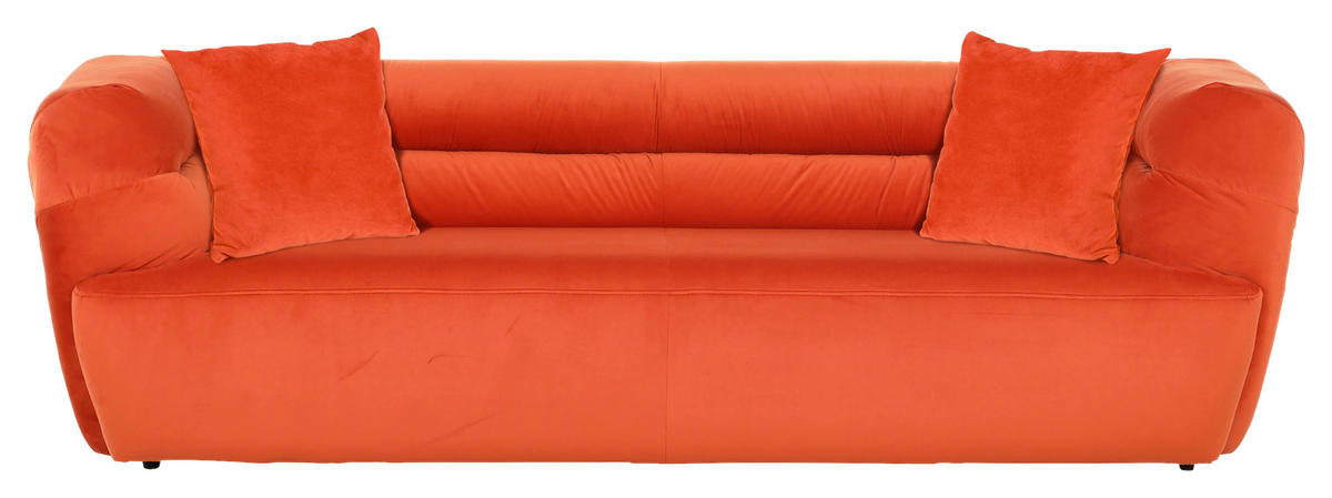 BIGSOFA in Samt Orange  - Schwarz/Orange, Konventionell, Kunststoff/Textil (240/73/100cm) - Carryhome