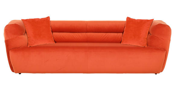 BIGSOFA Samt Orange  - Schwarz/Orange, KONVENTIONELL, Kunststoff/Textil (240/73/100cm) - Carryhome